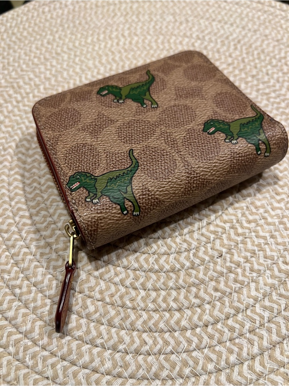 Coach Billfold Wallet Signature Canvas Rexy Print Leather Card Case Coin Purse
